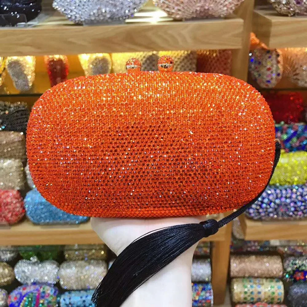 28 Colors Women's Crystal Evening Bag Stones Clutch Bags Female Purse Wedding Bronze Bag Rhinestone Small Chain Shoulder Bags